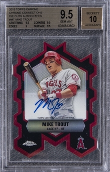 2013 Topps Chrome "Chrome Connections Die Cuts" #MT Mike Trout Signed Card (#15/25) - BGS GEM MT 9.5/BGS 10